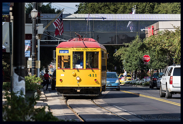 Little Rock Metro Streetcar 411 Rolls Down West Markham Street