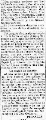 Noticia sobre el I Torneo Nacional de Ajedrez de Murcia 1927, El Liberal, 1 de enero de 1927 (2)