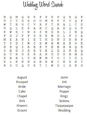 For the young kids ages 10 and below we made a Weddingrelated word search 