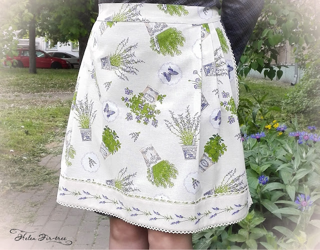 Helen Fir-tree  countable embroidery cross lavender apron вышивка счётным крестом лаванда передник 