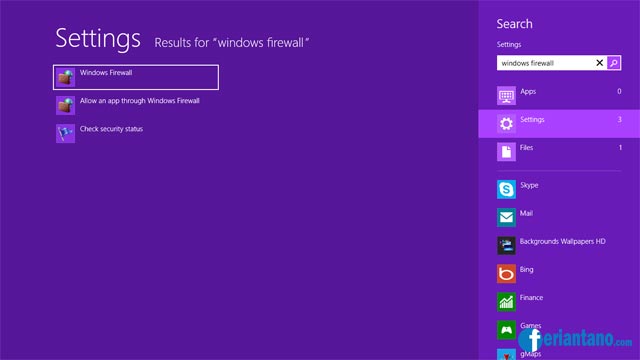 Cara Mengaktifkan dan Menonaktifkan Firewall di Windows 8 - Feriantano.com