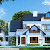 Sloping roof style blue color house design