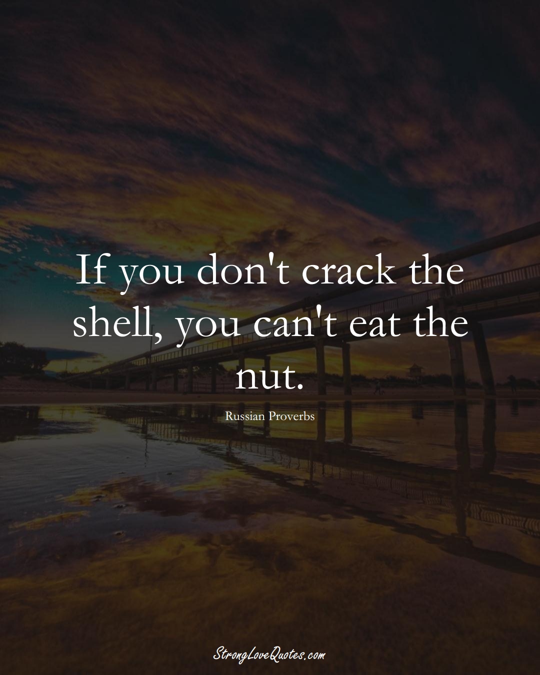 If you don't crack the shell, you can't eat the nut. (Russian Sayings);  #AsianSayings