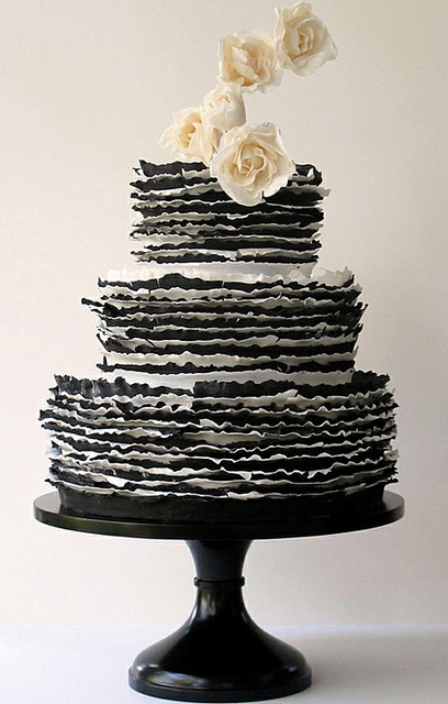 Stunning black and white ruffle cake very chic and sophisticated