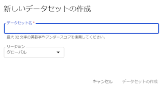 「新しいデータセットの作成」ダイアログ画面