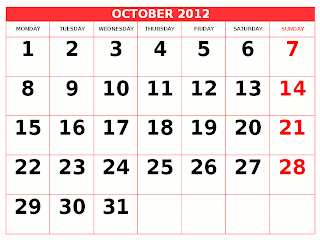 Printable Calendar 2012 0ctober