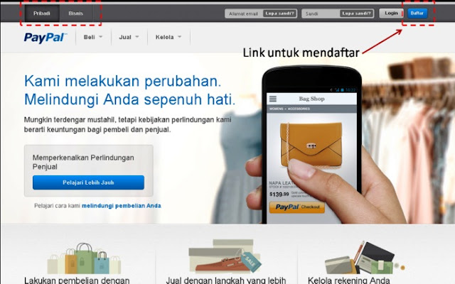 cara buat akun paypal 1