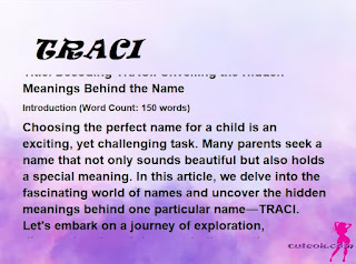 meaning of the name "TRACI"