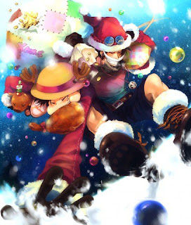 portgas d ace monkey d luffy merry christmas one piece