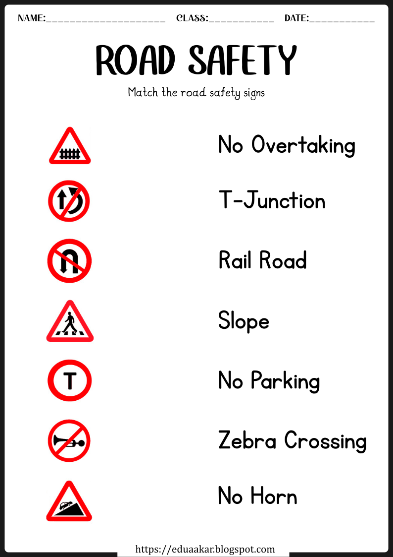 Road Safety Worksheet