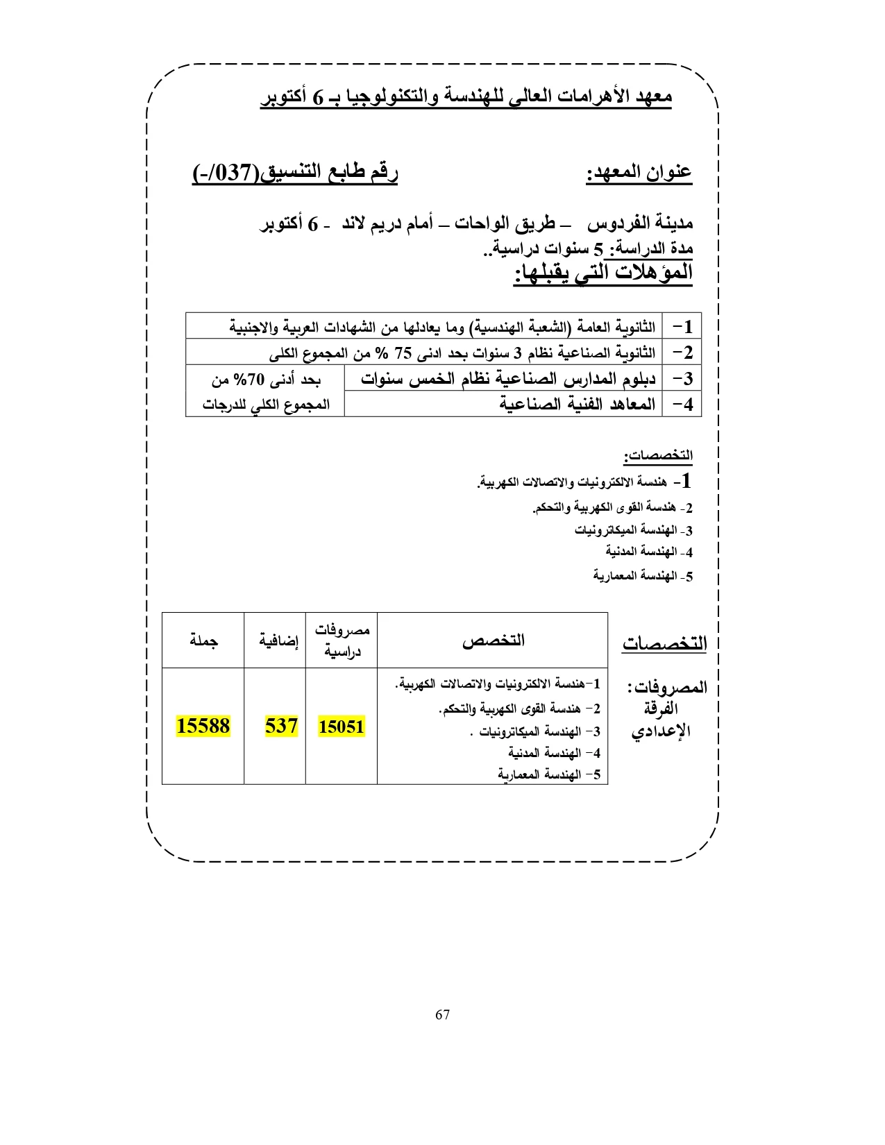 معهد الأهرامات العالي للهندسة والتكنولوجيا بـ 6 أكتوبر«مصروفات ومعلومات عنه»