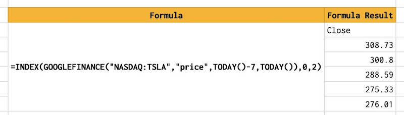 Ignore the Date column returned by the GOOGLEFINANCE function in Google Sheets