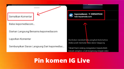 Cara menyematkan komentar di live Instagram