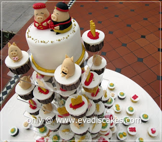 Picture of Penang Cakes - Evadis Cupcakes - Piggies Wedding Cupcakes Arrangement Top View