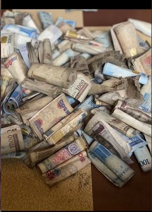 Nigerian woman shows off bundles of Naira notes online while opening her savings box (video)