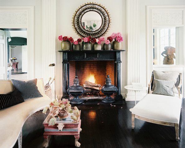 Black Pink Living Rooms with Fireplace