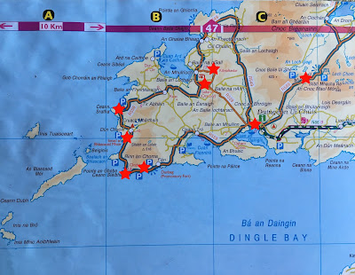 The Dingle Peninsula Map Of Slea Head Drive, Kerry, Ireland