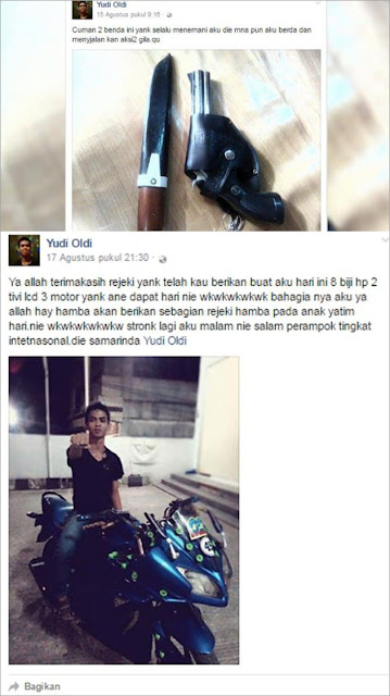 Yudi Oldi " Rampok Samarinda" Yang Eksis Pamer Di Facebook