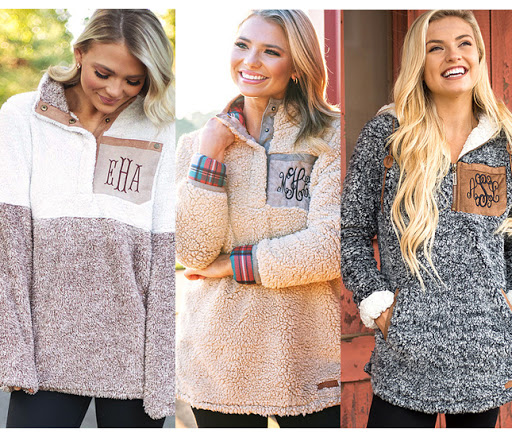 Monogrammed Sherpa Pullovers