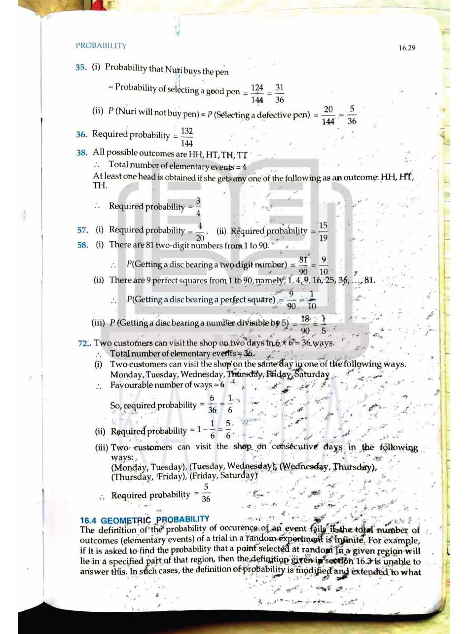 RD Sharma Class 10 Mathematics | Chapter16: Probability