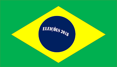 A imagem mostra a bandeira do Brasil e centro a frase: eleições 2018.