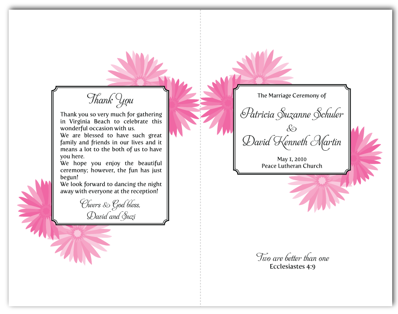 wedding ceremony program wording