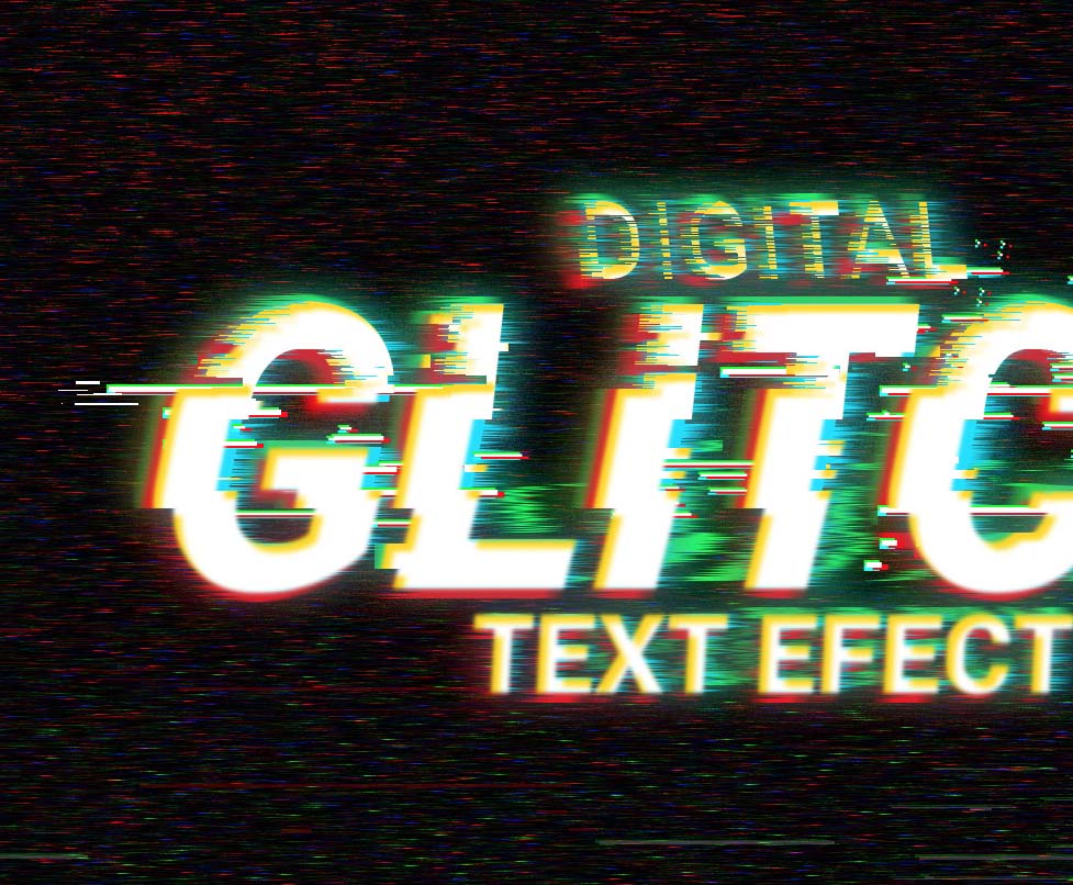 Free Digital Glitch Text Effect (PSD)