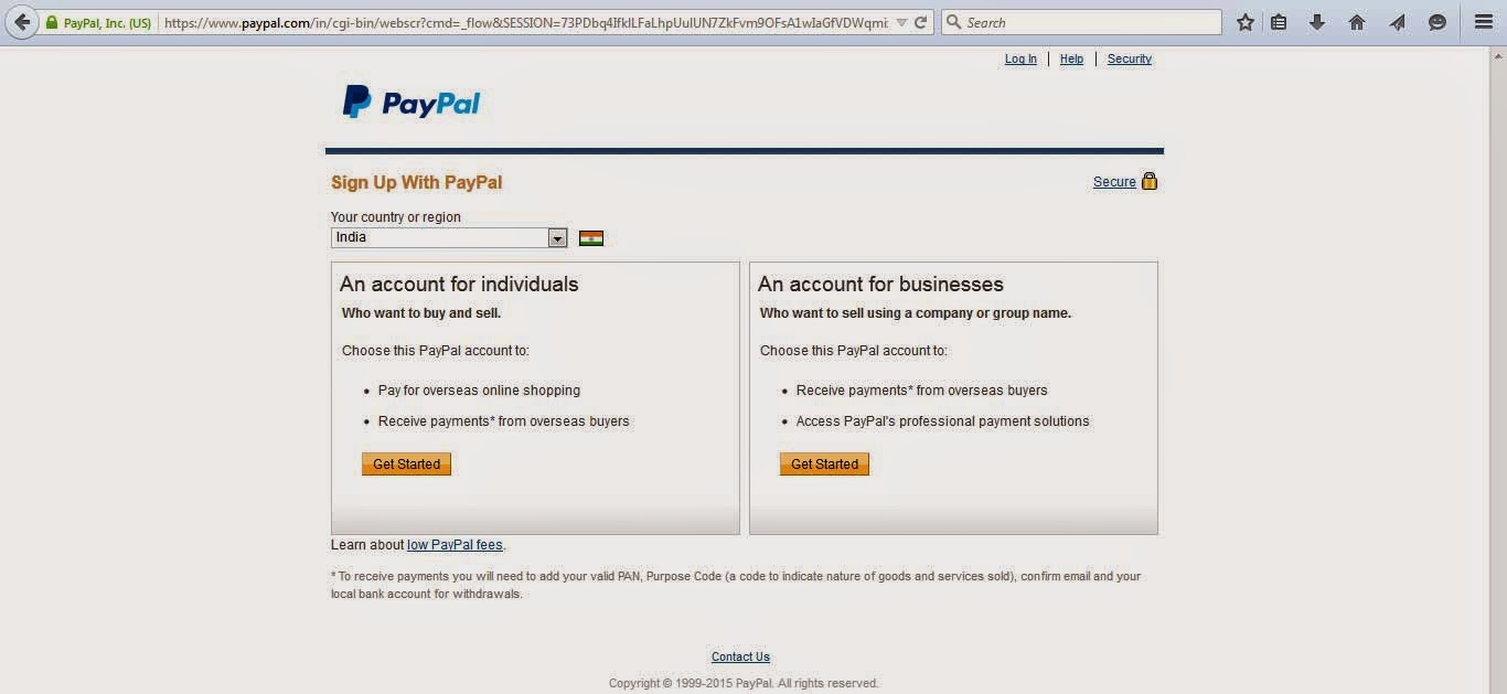 Paypal sign up 1