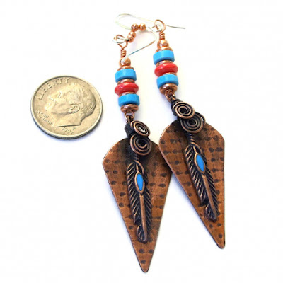 copper feather jewelry gift for women