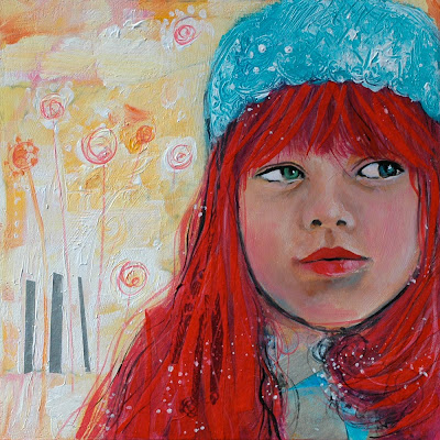 girl,portrait,painting,special,red