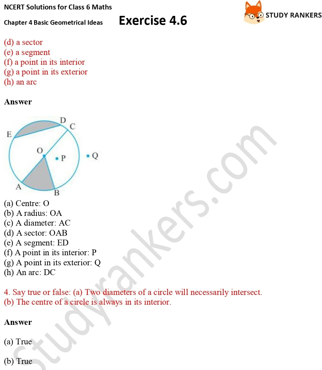 NCERT Solutions for Class 6 Maths Chapter 4 Basic Geometrical Ideas Exercise 4.6 Part 2