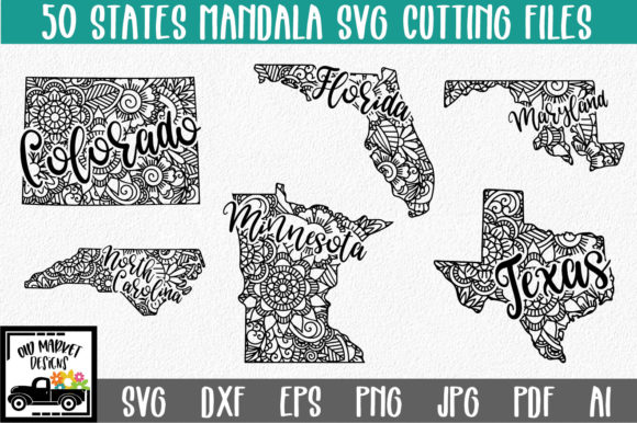 Download 50 States Mandala Bundle Free Svg Cut File For Cricut