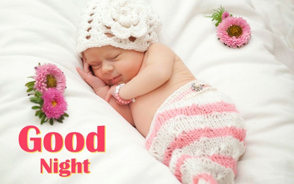 Sweet Good Night Baby Images with Flowers