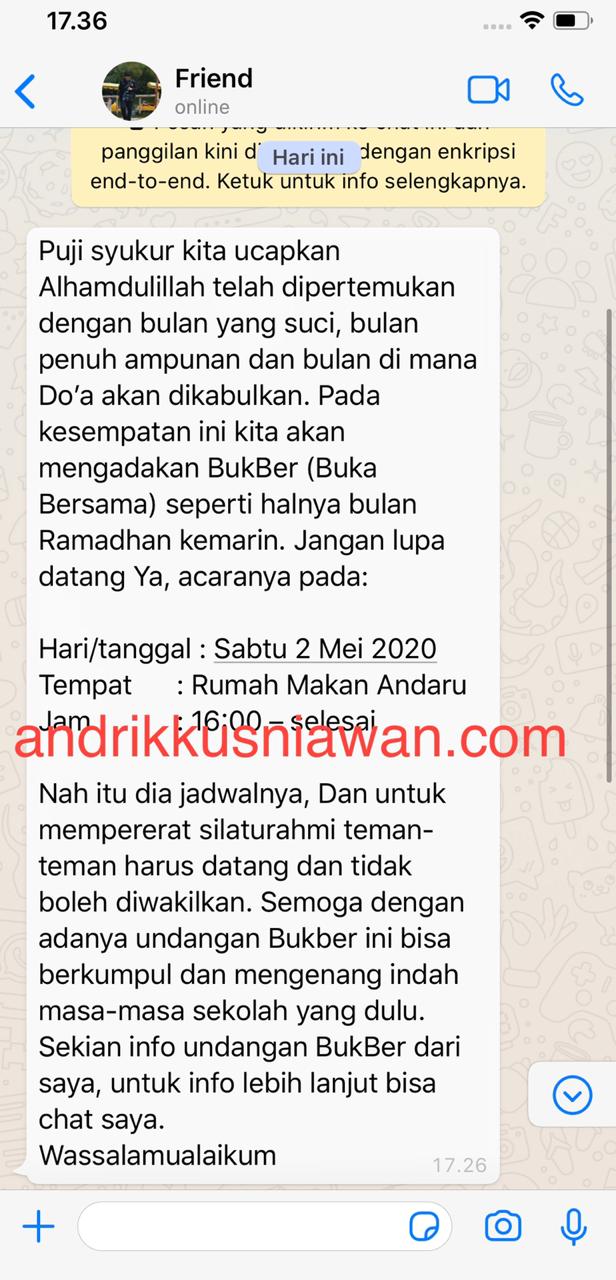 Contoh Undangan Buka Bersama Lewat Whatsapp