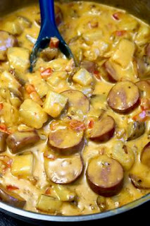 Cheesy Potato and Smoked Sausage Skillet: Savory Sweet and Satisfying