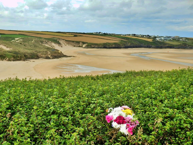 Flower memorial, Gannel Estuary, Cornwall