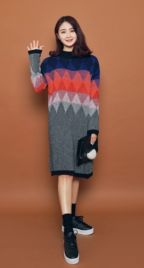 Multicolored Sweater Dress