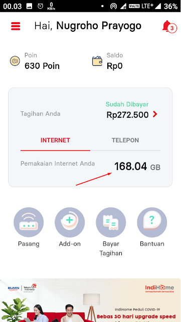 2 Cara Mengetahui Kouta Pemakaian Bandwidth Indihome