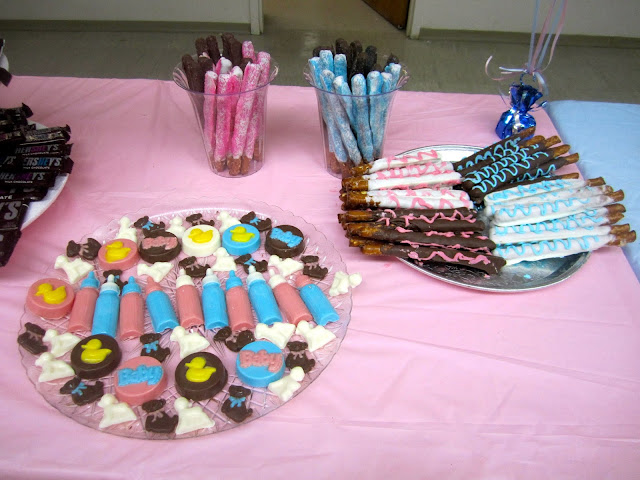 Waddle It Be, Gender Reveal baby shower, waddle it be baby shower, gender reveal shower, baby shower decorations, duck baby shower decorations, baby shower theme, chocolate section, baby shower food, baby shower pretzels, homemade chocolates, chocolate bottle, chocolate ducks,