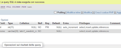 Ottenere i nomi colonne delle tabelle mysql