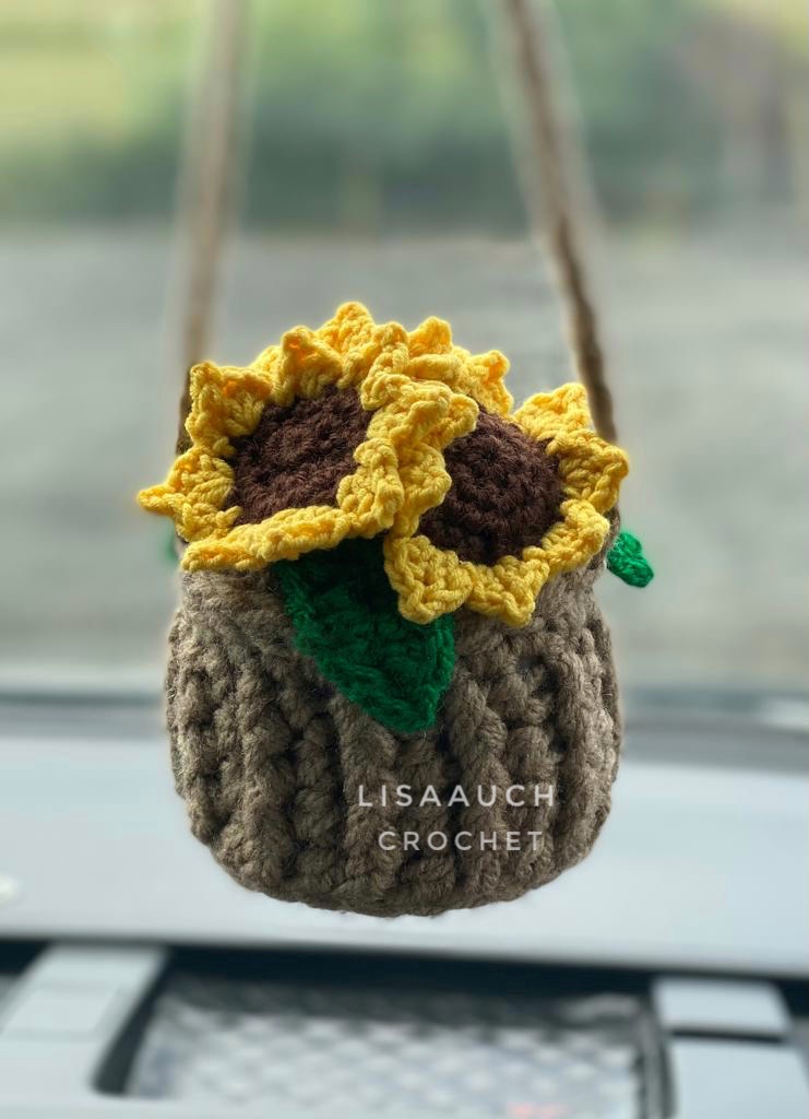 Crochet Succulents Potted Plants Crochet Flower Decoration Knitted Flower  Car Decoration 