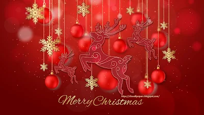 Merry Christmas 2023 Wallpaper: Reindeer, Wishes, Christmas Ball, Stars