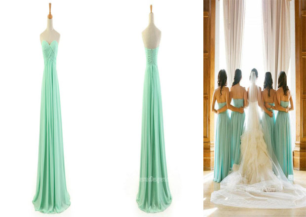 Long Green Bridesmaid Dresses