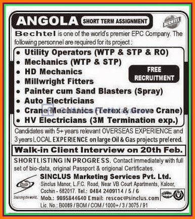 Free Recruitment for Angola