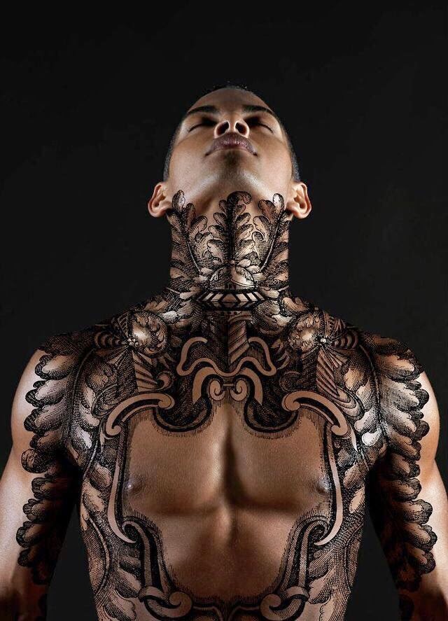 Full Chest Men Ink Tattoo, Full Chest Designs Men Ink Tattoo, Black Miami Ink Men Chest Tattoo, Men Chest Miami Ink Black Tattoos, Parts, Artist, Nature, 