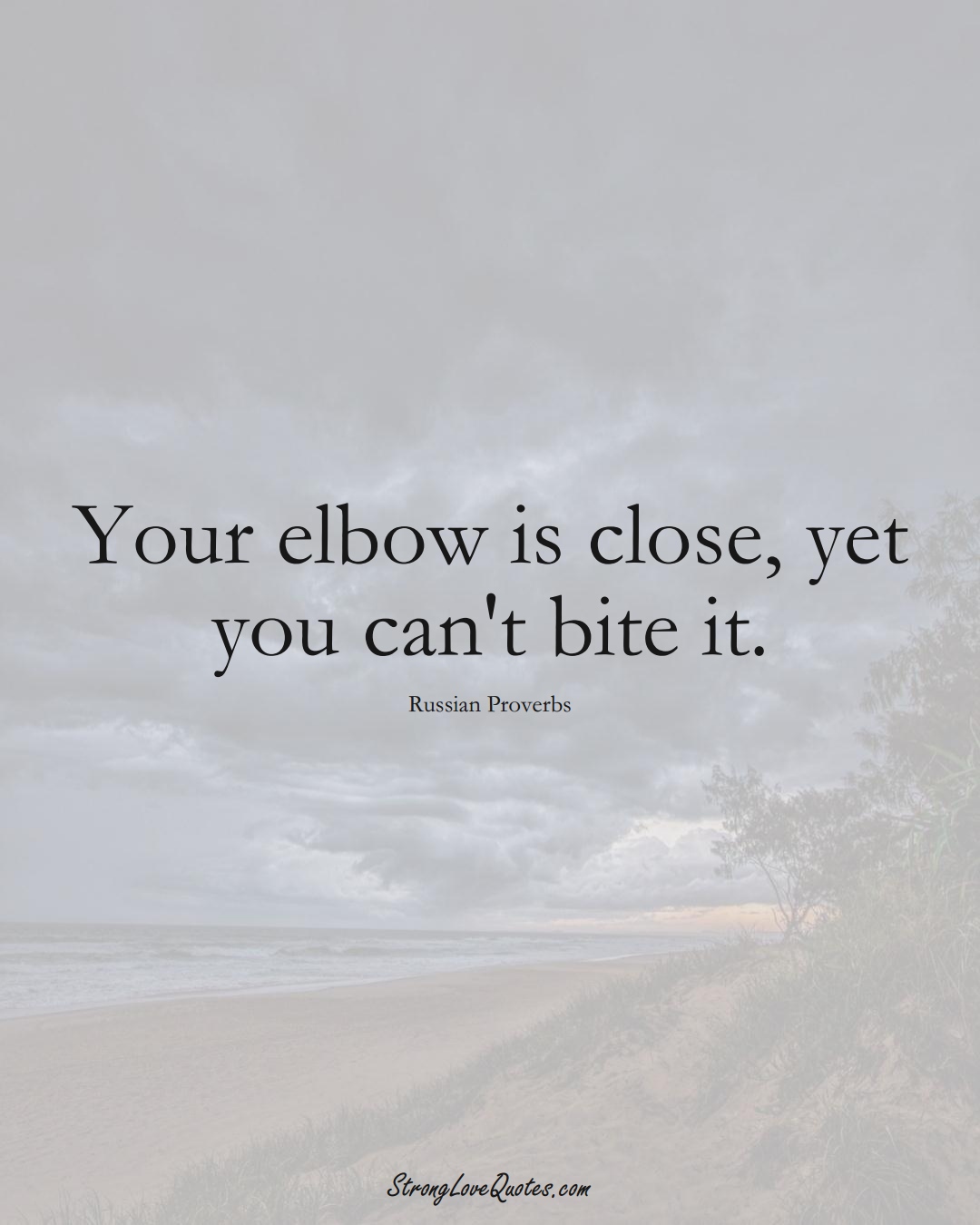 Your elbow is close, yet you can't bite it. (Russian Sayings);  #AsianSayings