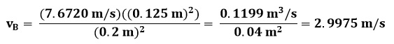 Cálculo de velocidad en el punto B del ejemplo 2