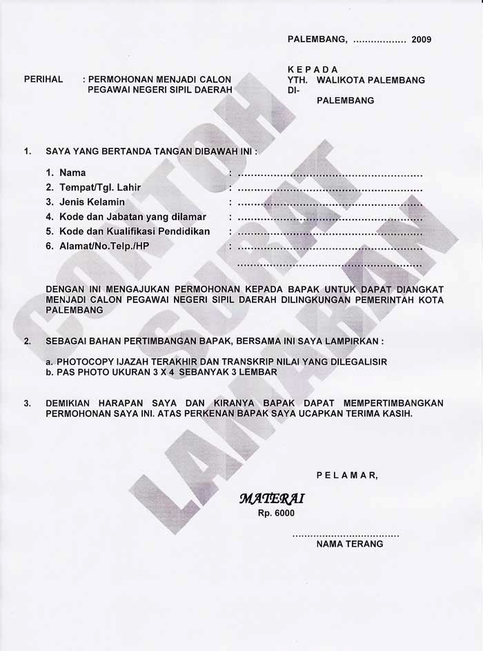 Contoh Surat Lamaran Kerja Guru/Pengajar Resmi yang Benar 