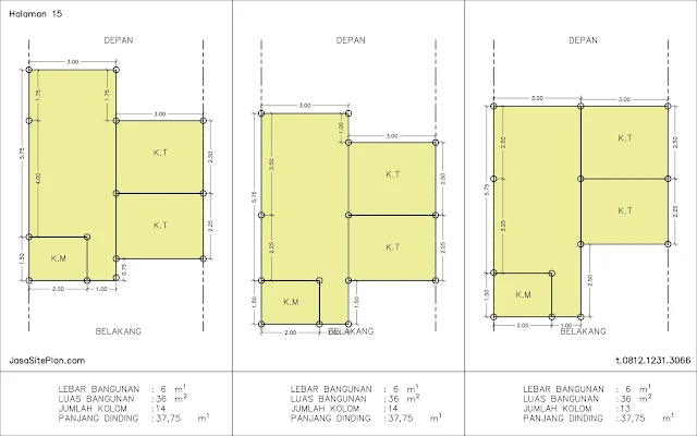 denah rumah type 36 kopel