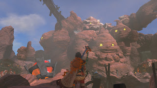 looking at the Goron memorial rock with the Boulder Breaker on my back